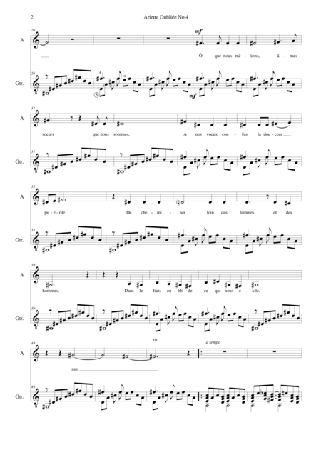 Ariette Oubliee No 4 For Alto And Guitar Page 2