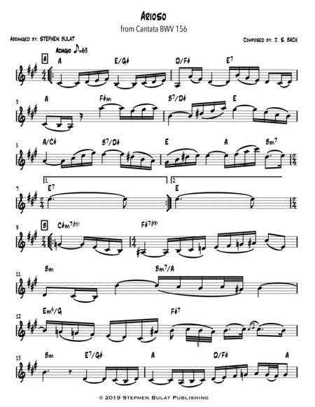 Arioso Bach Lead Sheet Key Of A Page 2