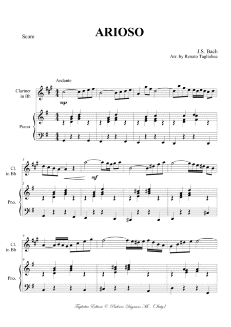 Arioso Bwv 156 Arr For Clarinet In Bb Or Any Instrument In Bb And Piano Page 2