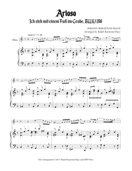 Arioso From Ich Steh Mit Einem Fu Im Grabe Bwv 156 Oboe Solo And Piano Harpsichord Page 2