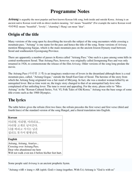 Arirang Korean Folk Song Clarinet Quartet Version Page 2