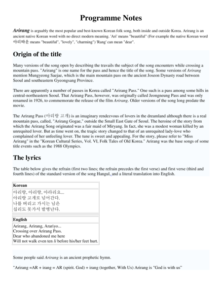 Arirang Korean Folk Song Saxophone Quartet Version Page 2