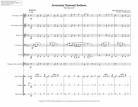 Armenian National Anthem Mer Hayrenik For Brass Quintet Percussion Page 2