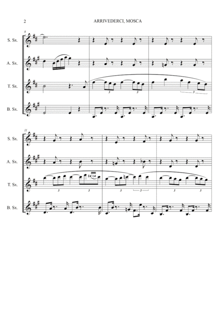 Arrivederci Mosca For Saxophone Quartet Page 2