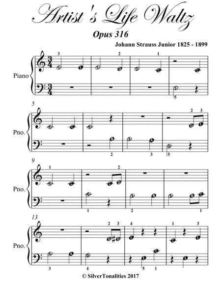 Artists Life Waltz Opus 316 Beginner Piano Sheet Music Page 2