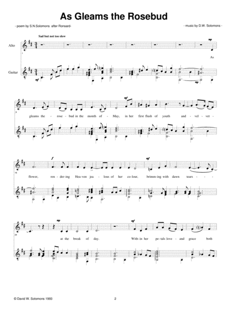 As Gleams The Rosebud For Alto Voice And Guitar Page 2