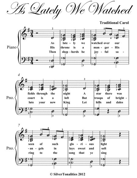 As Lately We Watched Elementary Piano Sheet Music Page 2