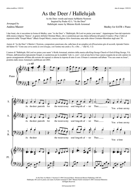 As The Deer Hallelujah Medley Satb Piano Complete Score Single Parts Page 2