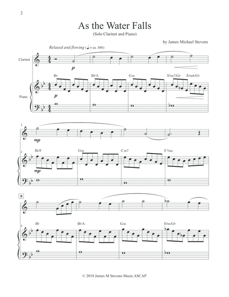 As The Water Falls Clarinet Piano Page 2