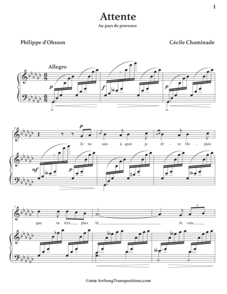 Attente Transposed To G Flat Major Page 2