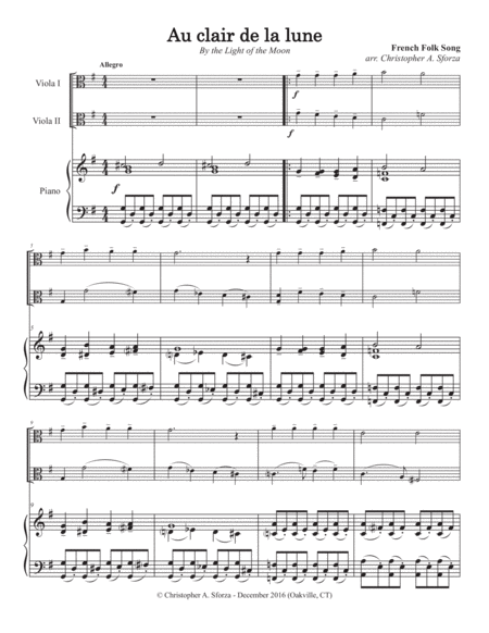 Au Clair De La Lune For Two Violas And Piano Page 2