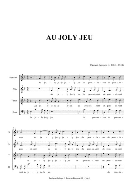 Au Joly Jeu Janequin For Satb Choir Page 2