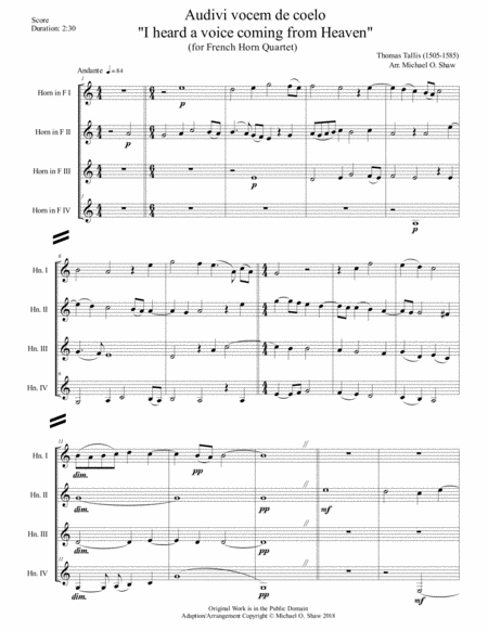 Audivi Vocem De Coelo I Heard A Voice Coming From Heaven For French Horn Quartet Page 2