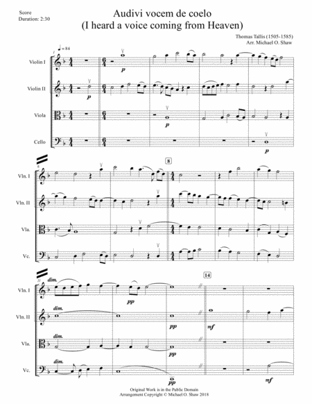 Audivi Vocem De Coelo I Heard A Voice Coming From Heaven For String Quartet Page 2