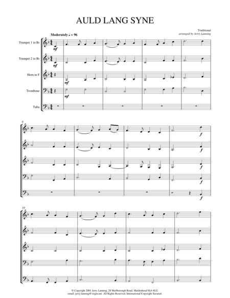 Auld Lang Syne Brass Quintet Page 2