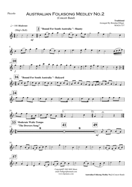 Australian Foklsong Medley No 2 Concert Band Page 2