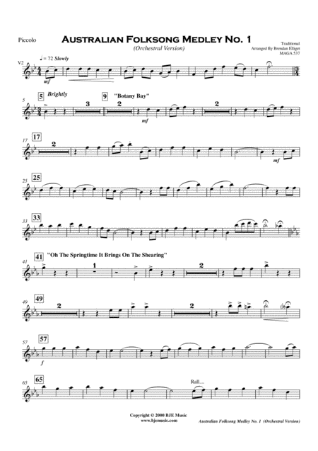 Australian Folksong Medley No 1 Orchestra Page 2