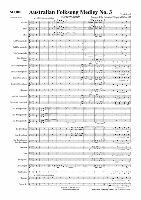 Australian Folksong Medley No 3 Concert Band Score And Parts Page 2