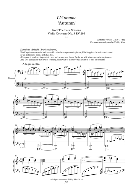 Autumn 2nd Movement From The Four Seasons By Vivaldi For Piano Solo Page 2