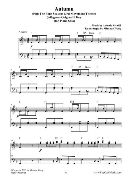 Autumn From The Four Seasons 3rd Movement Piano Solo Page 2