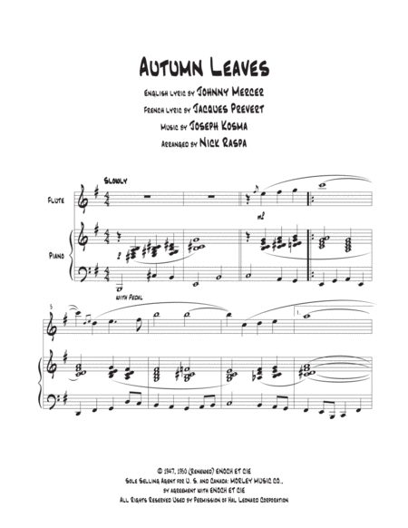 Autumn Leaves Flute Piano Intermediate Page 2