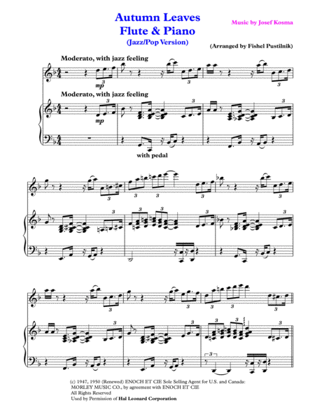 Autumn Leaves For Flute And Piano Jazz Pop Version Page 2