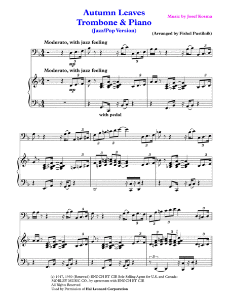 Autumn Leaves For Trombone And Piano Page 2