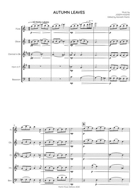 Autumn Leaves Jazz Arrangement For Wind Quintet Page 2