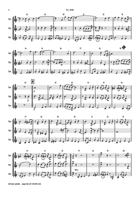 Autumn Leaves Jazz Classic Les Feuilles Mortes Trumpet Trio Page 2
