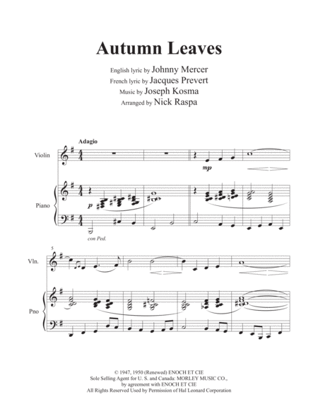 Autumn Leaves Violin Piano Advanced Page 2