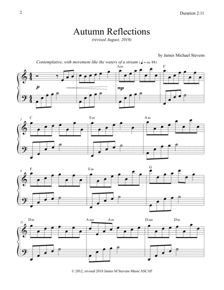 Autumn Reflections Piano Solo Revised August 2018 Page 2