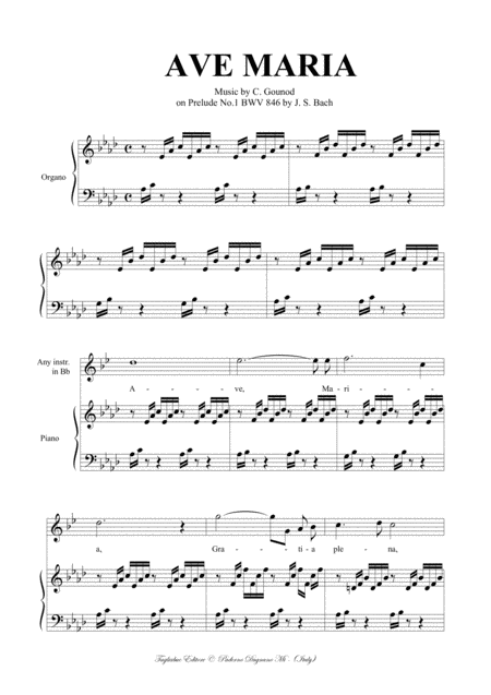 Ave Maria Bach Gounod For Instruments In Bb And Piano With Parts Page 2