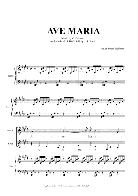 Ave Maria Bach Gounod For Mezzo Soprano Or Tenor Or Any Instr In C And Piano In E Page 2
