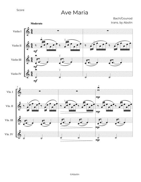 Ave Maria By Bach Gounod Arr For 4 Violins Page 2