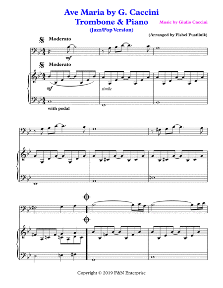 Ave Maria By G Caccini Piano Background For Trombone And Piano Video Page 2