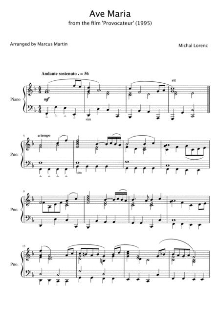 Ave Maria By Michal Lorenc Arranged For Solo Piano Page 2