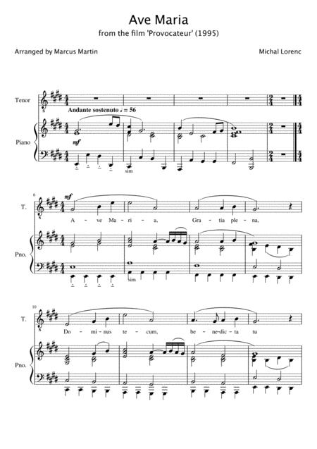 Ave Maria By Michal Lorenc Arranged For Tenor And Piano Page 2