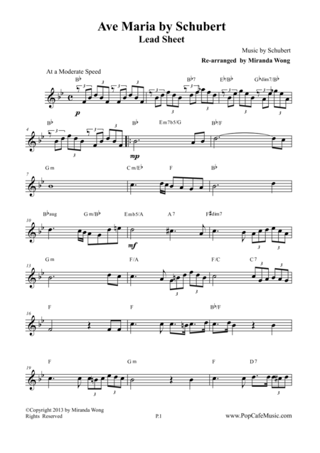 Ave Maria By Schubert Lead Sheet Page 2