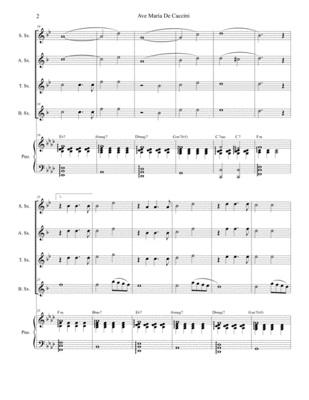 Ave Maria De Caccini For Saxophone Quartet And Piano Page 2