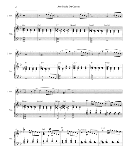 Ave Maria De Caccini For Solo C Instrument And Piano Page 2