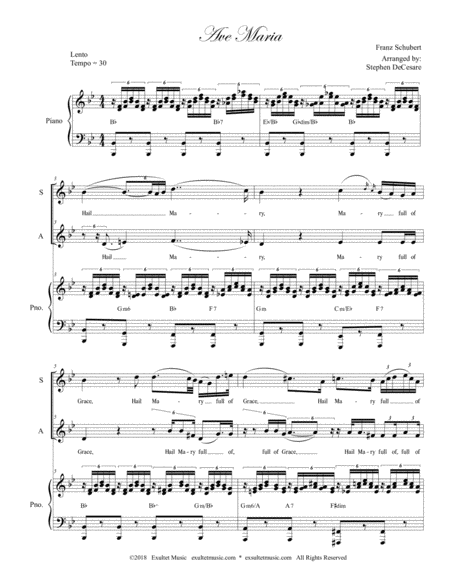 Ave Maria Duet For Soprano Alto Solo English Lyrics High Key Piano Accompaniment Page 2