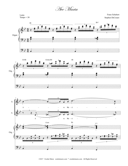 Ave Maria Duet For Soprano Alto Solo High Key Organ Accompaniment Page 2