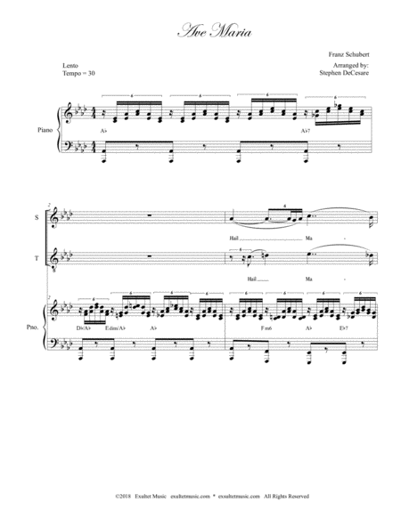 Ave Maria Duet For Soprano Tenor Solo English Lyrics Medium Key Piano Accompaniment Page 2