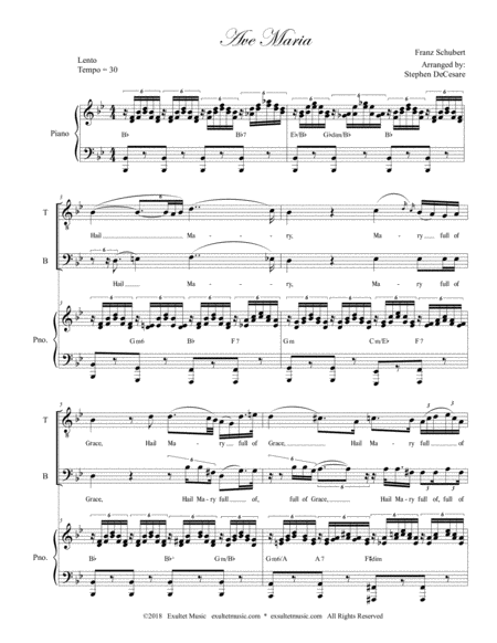 Ave Maria Duet For Tenor And Bass Solo English Lyrics High Key Piano Accompaniment Page 2