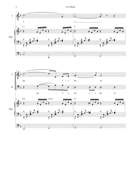 Ave Maria Duet For Tenor Bass Solo High Key Organ Accompaniment Page 2