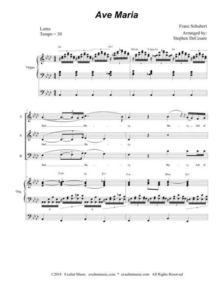 Ave Maria English Lyrics Medium Key Organ Accompaniment Page 2