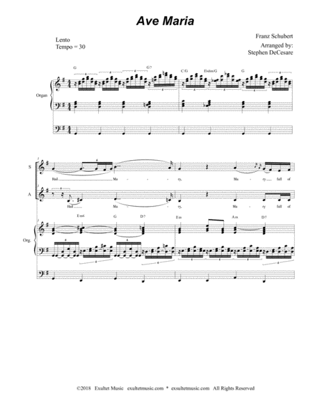 Ave Maria For 2 Part Choir Sa English Lyrics Low Key Organ Accompaniment Page 2