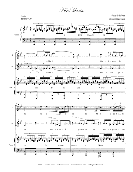 Ave Maria For 2 Part Choir Sa High Key Piano Accompaniment Page 2