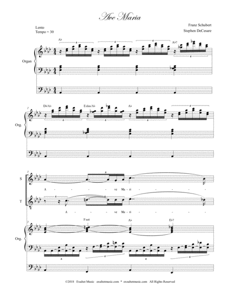 Ave Maria For 2 Part Choir Soprano Tenor Organ Accompaniment Page 2