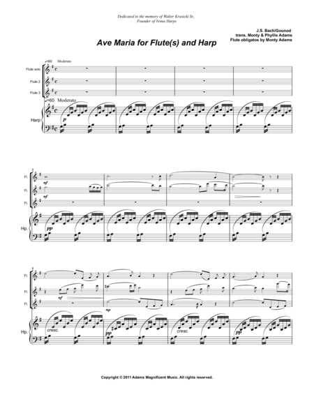 Ave Maria For 3 Flutes And Harp Page 2